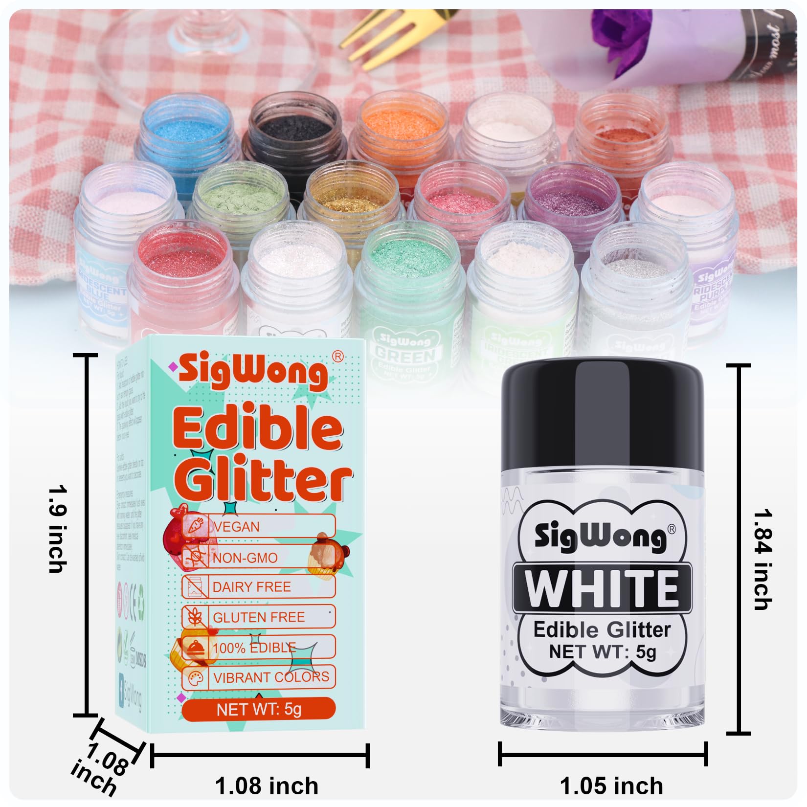 SigWong vegan glitter packaging shown for convenient storage