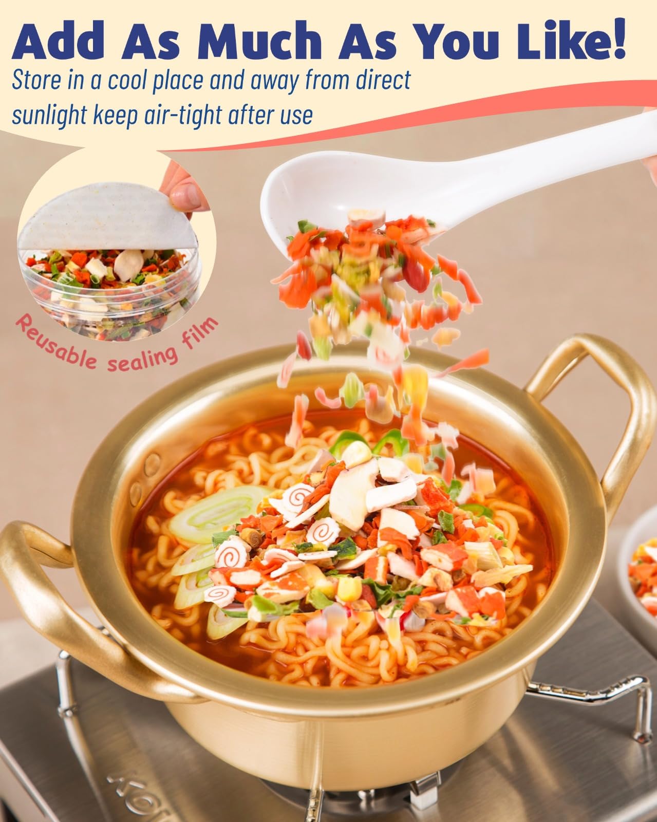 SIHASO Dried Ramen Toppings 11 Mix jar keeps toppings fresh for quick meals