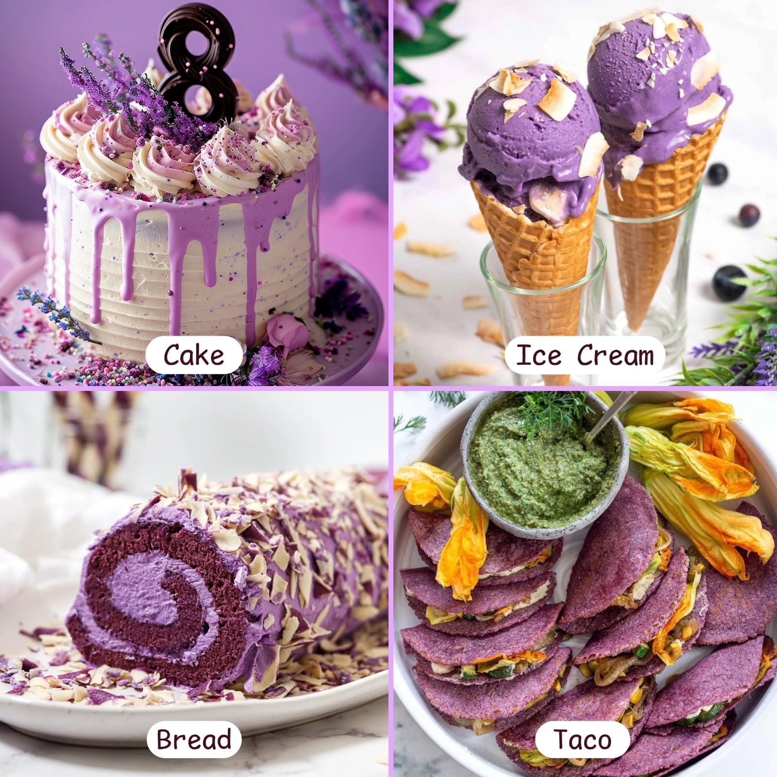 SIHASO purple sweet potato powder used in creative kitchen color projects