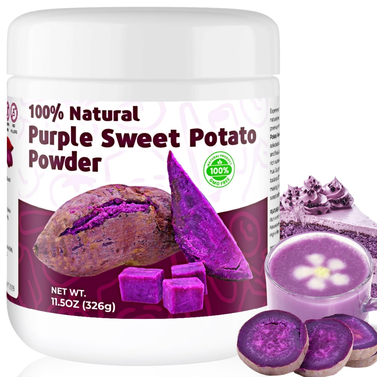 SIHASO purple sweet potato powder packaging shows a resealable pouch for freshness.