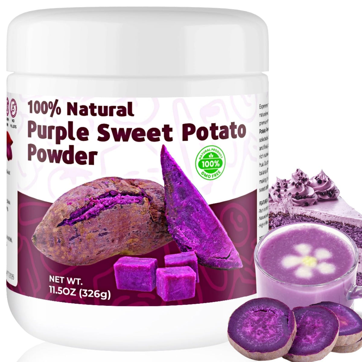SIHASO purple sweet potato powder packaging shows a resealable pouch for freshness.