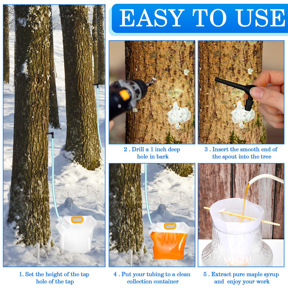 SiliFine 5 L collection bags holding fresh maple sap.