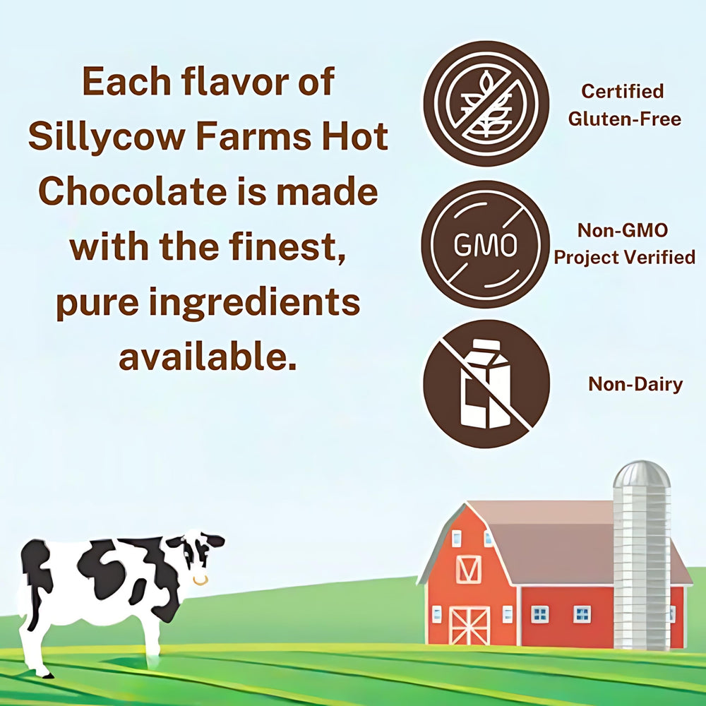 Silly Cow Farms hot chocolate cup served, perfect for cozy evenings.