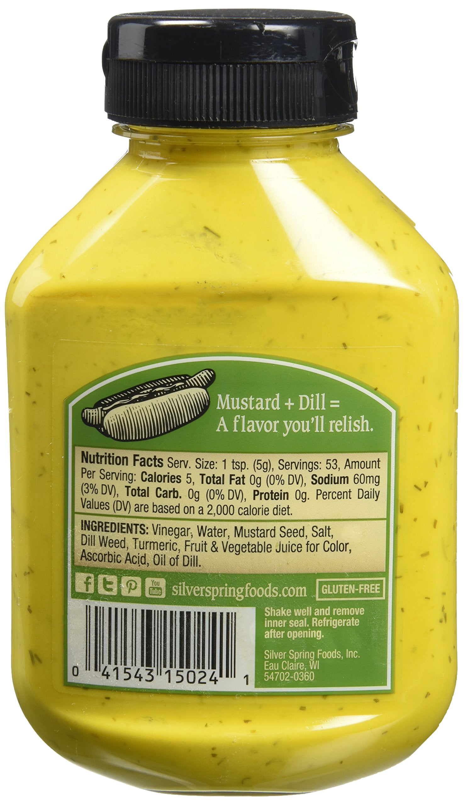 Silver Spring Mustard Spring Dill hot dog topping shows zippy dill flavor.