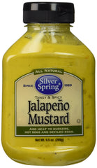 Silver Springs Mustard Jalapeno jar front view, adds zesty jalapeño heat to sandwiches.