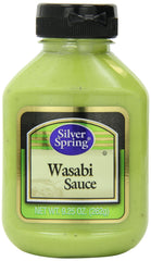 Silver Springs Wasabi sauce bottle ready for sushi dipping and flavor enhancement.