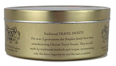 Simpkins Travel Sweet tin packaging, traditional English confections in a stylish tin.