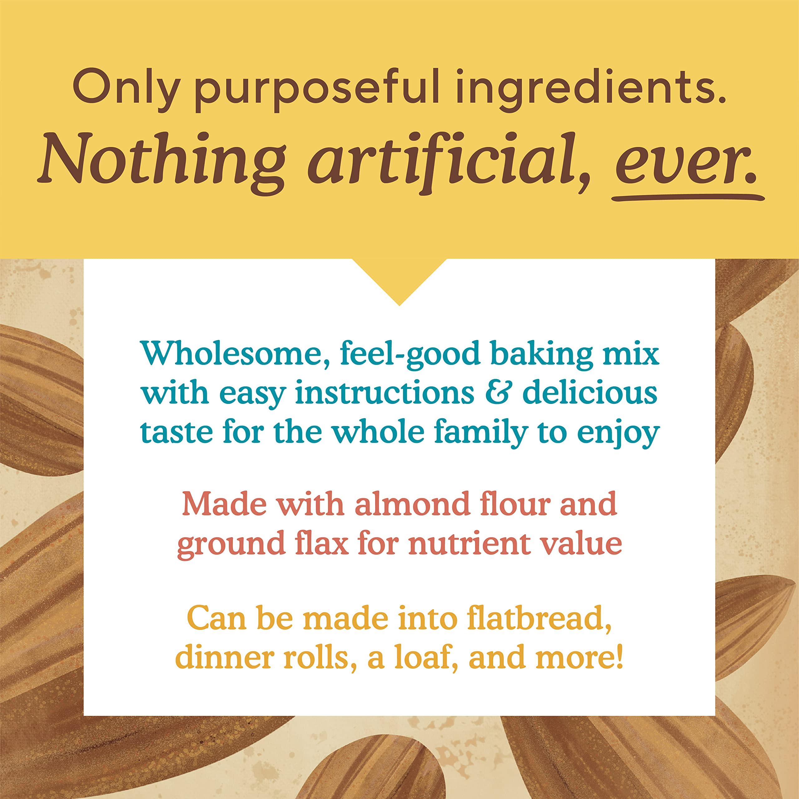 Ingredients panel close-up on Simple Mills Almond Flour mix highlighting grain-free and non-GMO