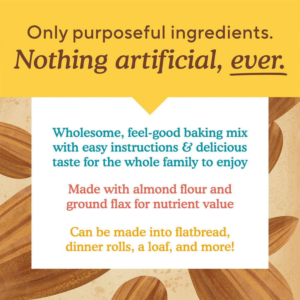 Ingredients panel close-up on Simple Mills Almond Flour mix highlighting grain-free and non-GMO