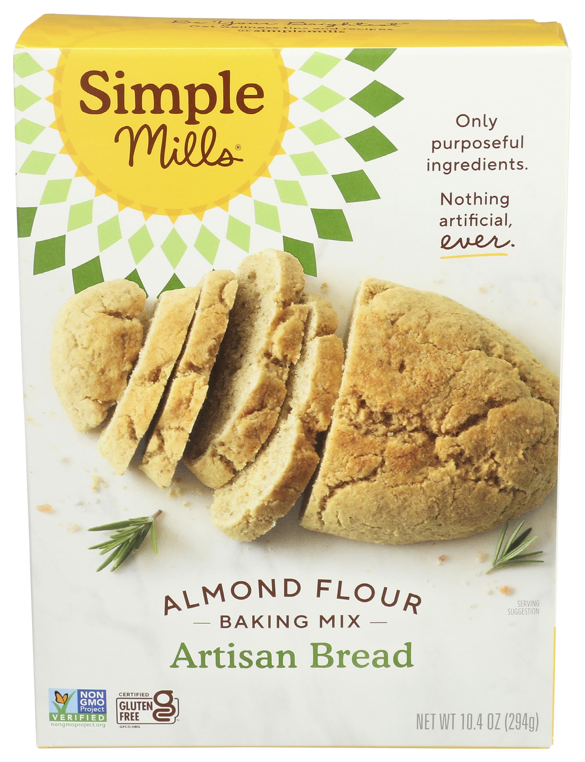 Simple Mills almond flour baking mix box ready for gluten-free artisan bread