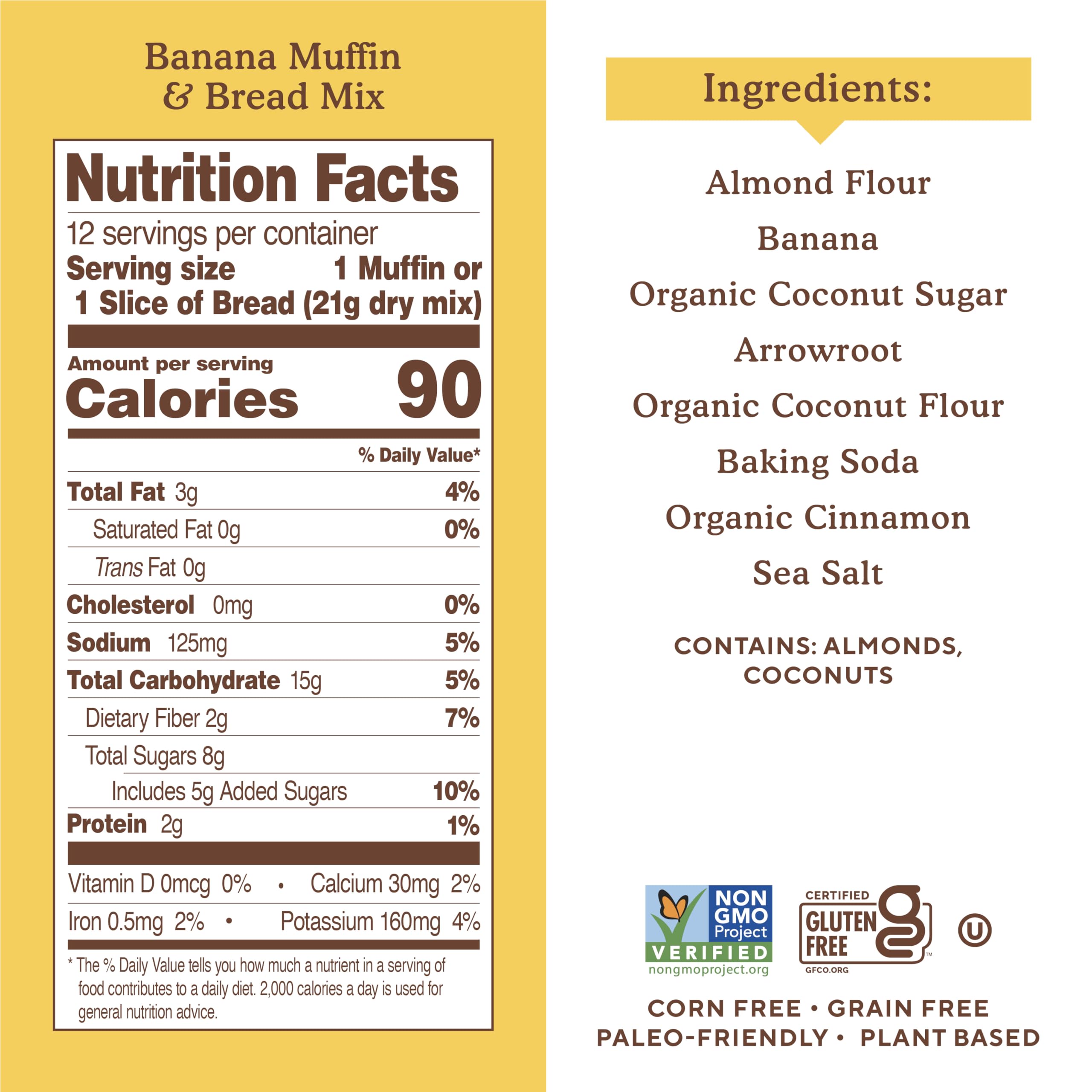 Simple Mills ingredients list showing almond flour and real bananas