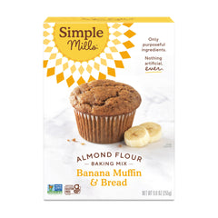 Simple Mills Banana Muffin Mix pack shot highlighting gluten-free, plant-based goodness