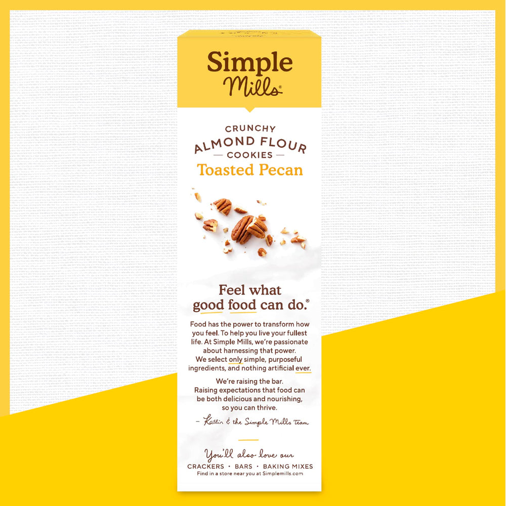 Simple Mills Almond Flour Cookies Toasted Pecan — lunchbox view, portable plant-based snack for busy days.