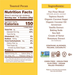 Simple Mills Almond Flour Cookies Toasted Pecan — packaging view, convenient three-pack for easy snacking.
