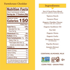 Simple Mills Almond Flour Crackers Farmhouse Cheddar closeup highlights crisp texture ideal for cheese pairing.