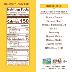 Rosemary aroma on Simple Mills crackers highlights savory flavor and crunch.