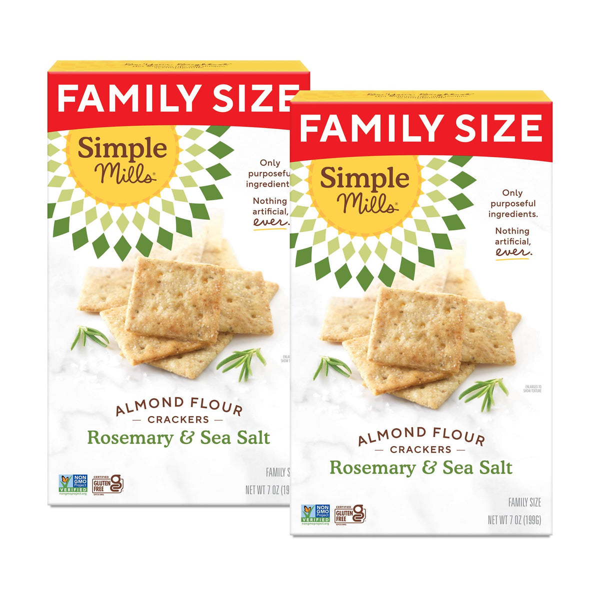 Simple Mills Almond Flour Crackers Rosemary & Sea Salt 2-pack in pantry.