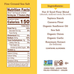 Simple Mills almond flour crackers sea salt closeup highlights premium ingredients and crisp texture.