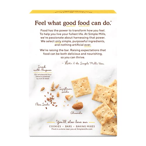 Simple Mills almond flour crackers sea salt ingredients spread, showcasing clean, grain-free options.
