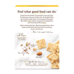 Simple Mills almond flour crackers sea salt ingredients spread, showcasing clean, grain-free options.
