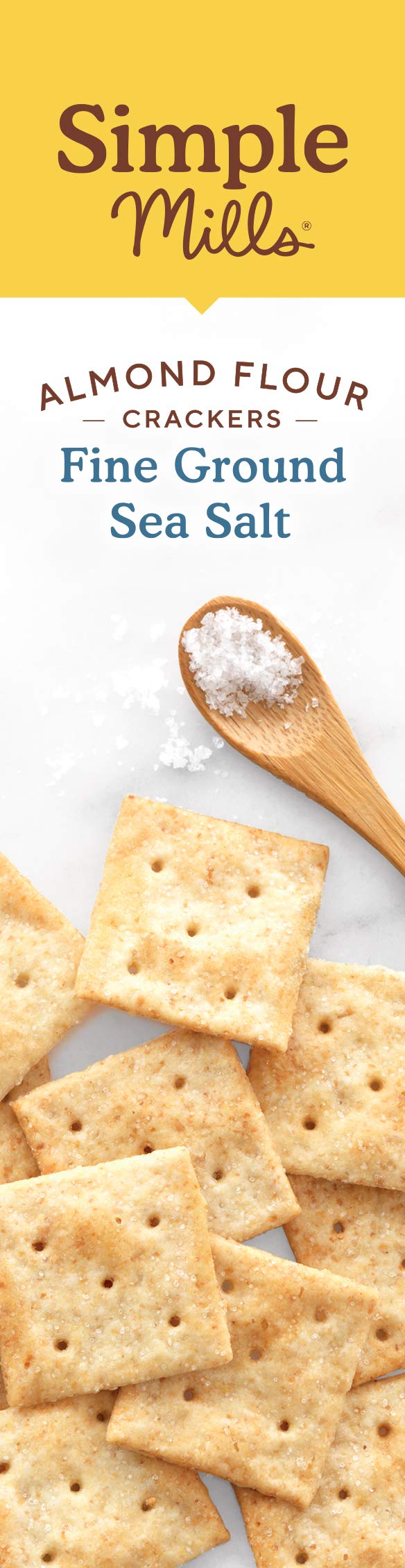 Simple Mills almond flour crackers sea salt packaging, ready-to-grab pantry staple.