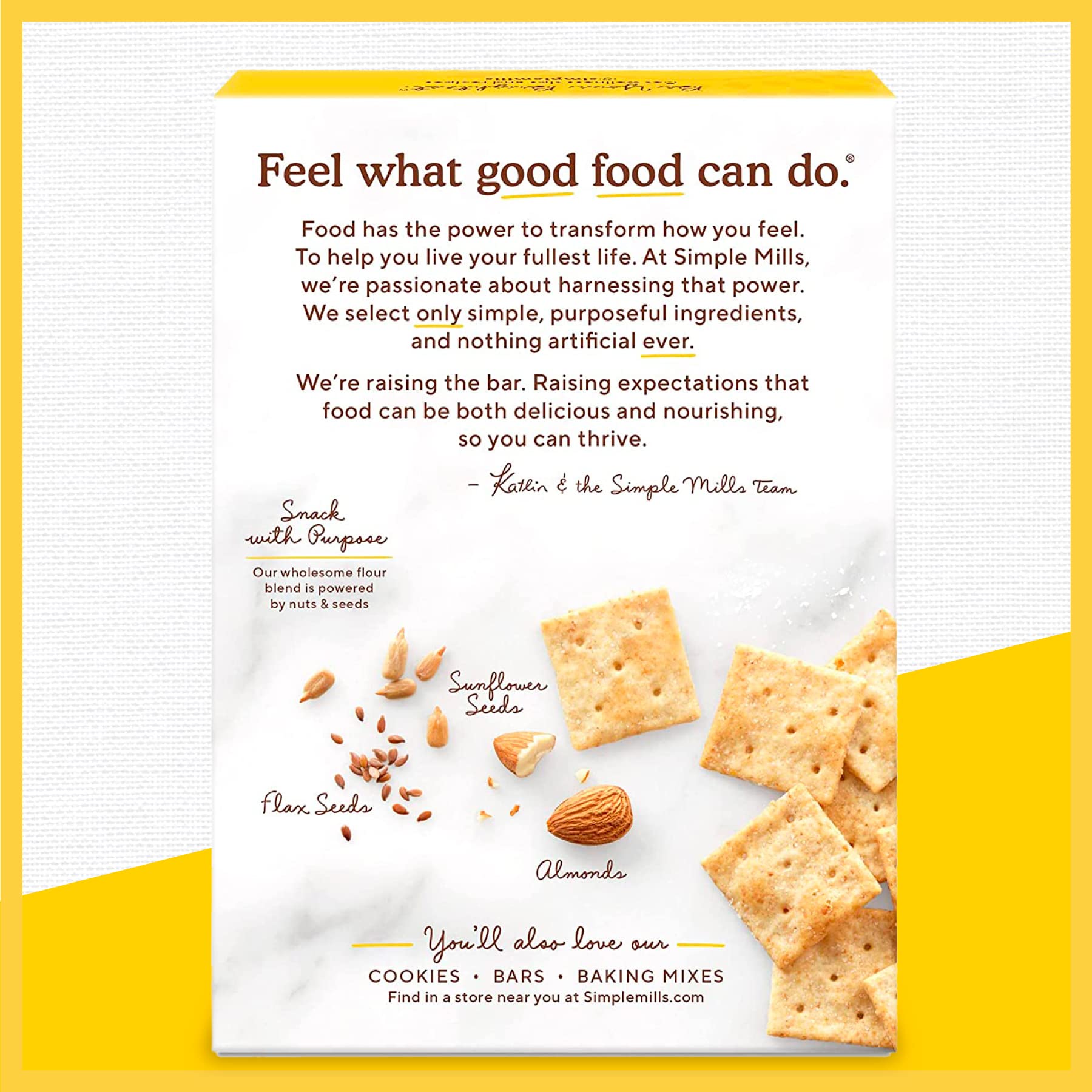 Vegan, paleo-friendly labeling on Simple Mills Crackers appeals to plant-based snackers.