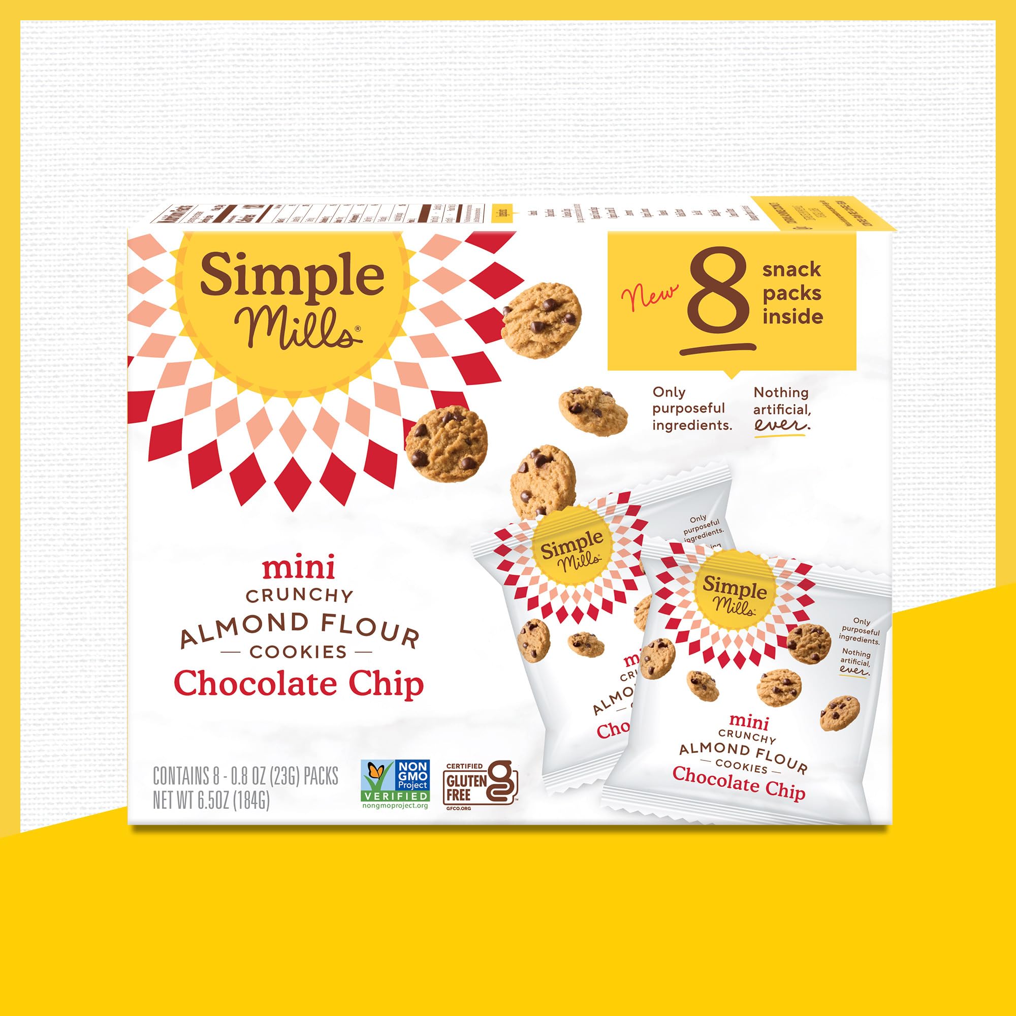 Simple Mills almond flour mini chocolate chip cookies ready for a quick, wholesome break.