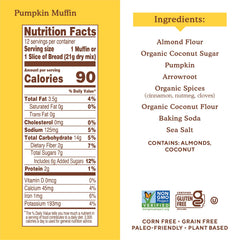 Close-up of ingredients on Simple Mills pumpkin bread mix label