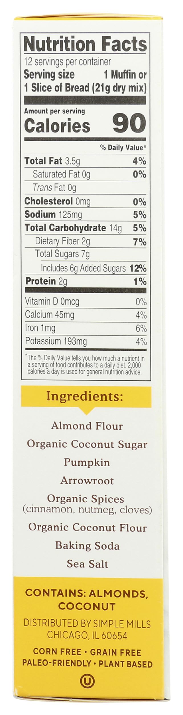 Gluten-free label on Simple Mills packaging highlights quality and clean ingredients.