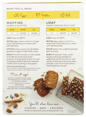 Simple Mills almond flour pumpkin bread mix nutrition panel emphasizes gluten-free and paleo-friendly options.