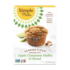 Simple Mills Apple Cinnamo muffin mix packaging, premium ingredients for easy home baking.