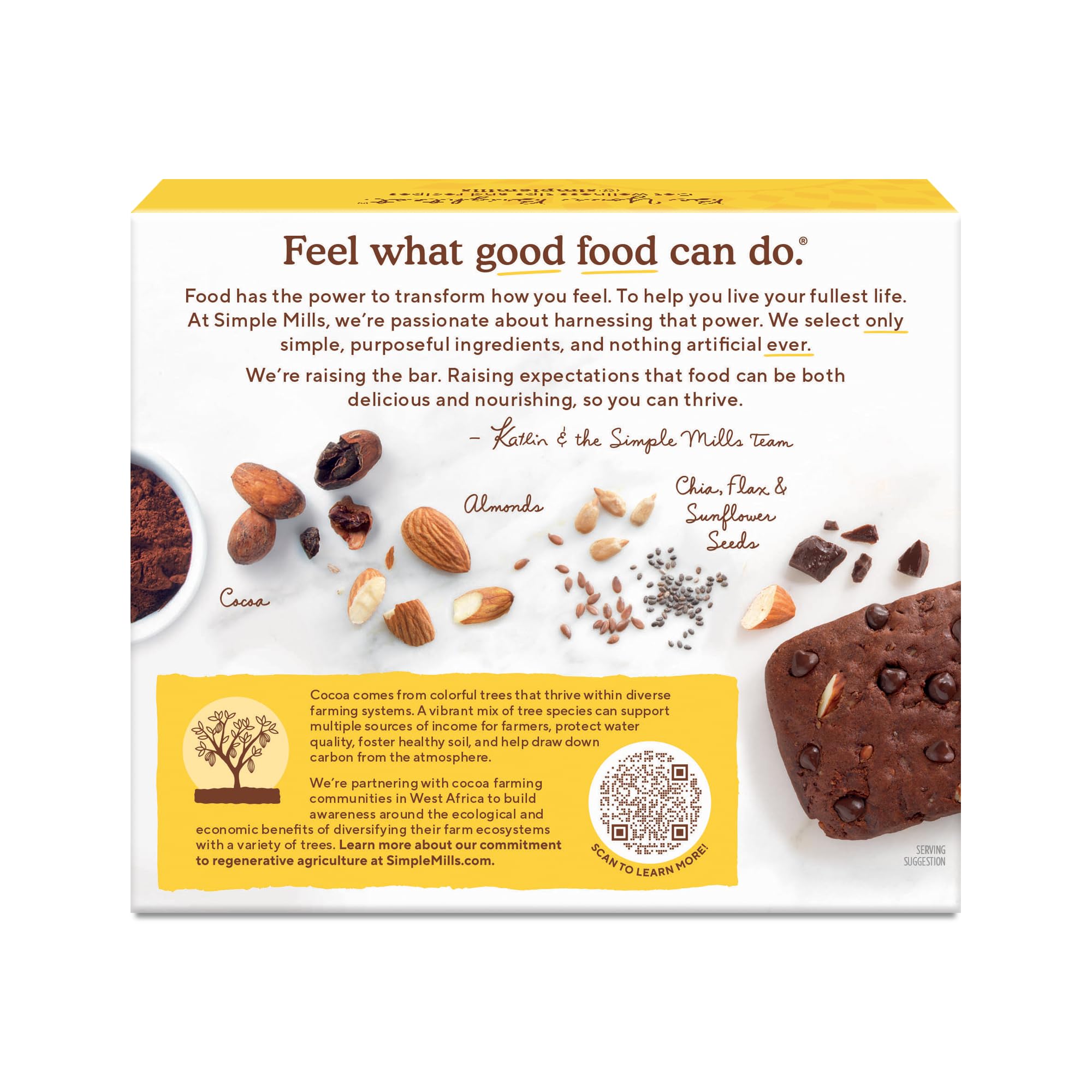 Gluten-free and non-GMO certifications visible on Simple Mills brownie bars
