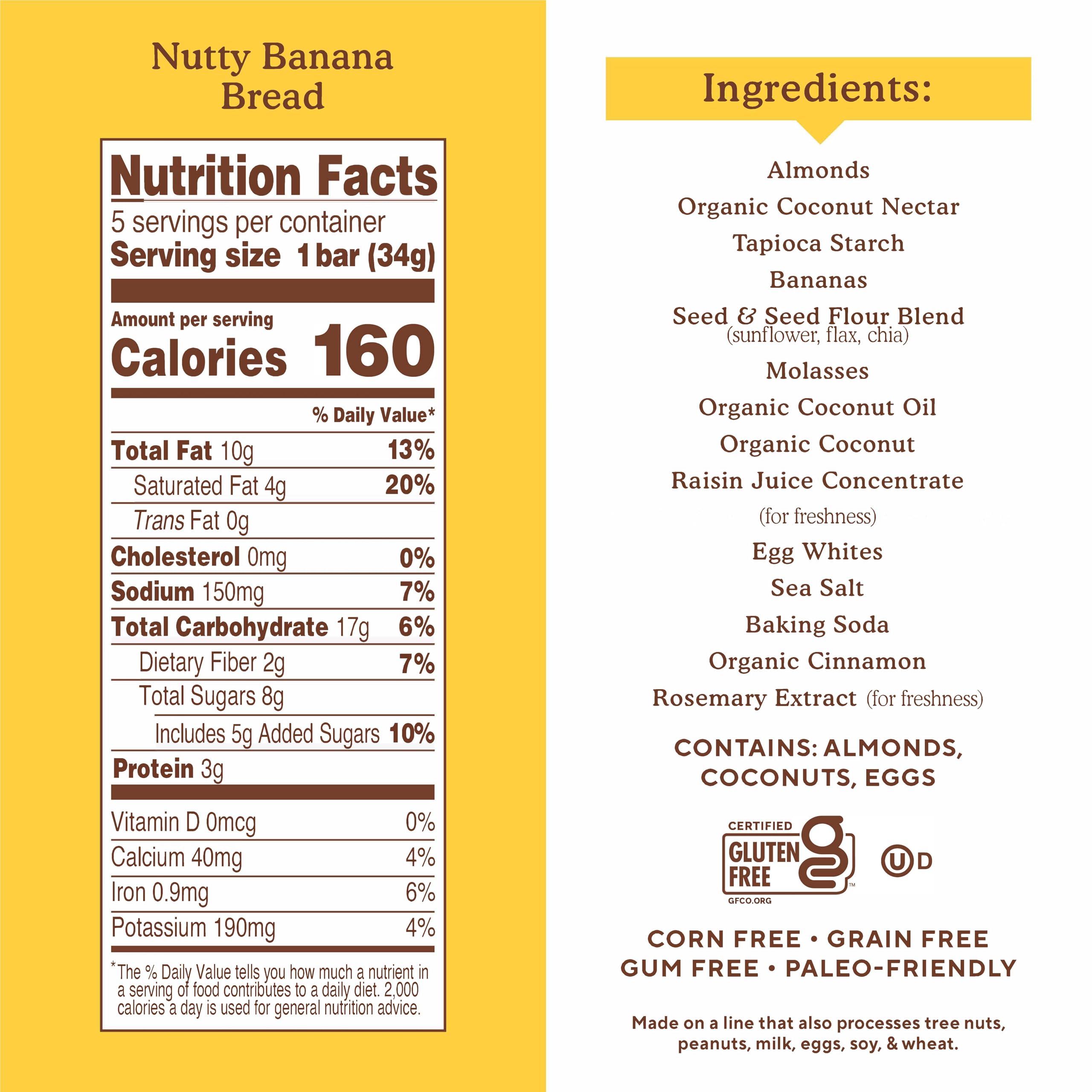 Close-up of Simple Mills Bar ingredients, highlighting nutty banana flavor.