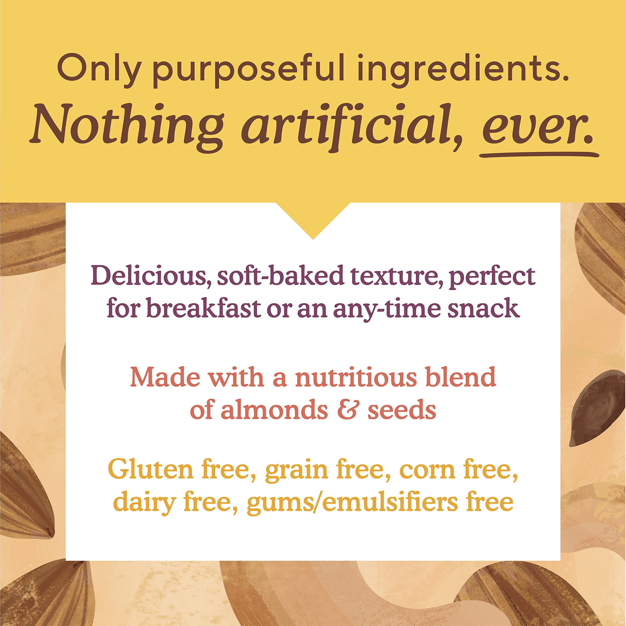 Simple Mills Bar Soft Bake PB Chocolate Almond ingredients – clean, premium components visible in close-up.