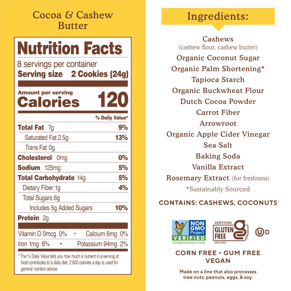 Simple Mills Cocoa Cashew Cookies packaging bag display