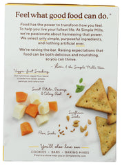 Close-up of veggie blend in Simple Mills crackers: sweet potato, parsnip, celery root.