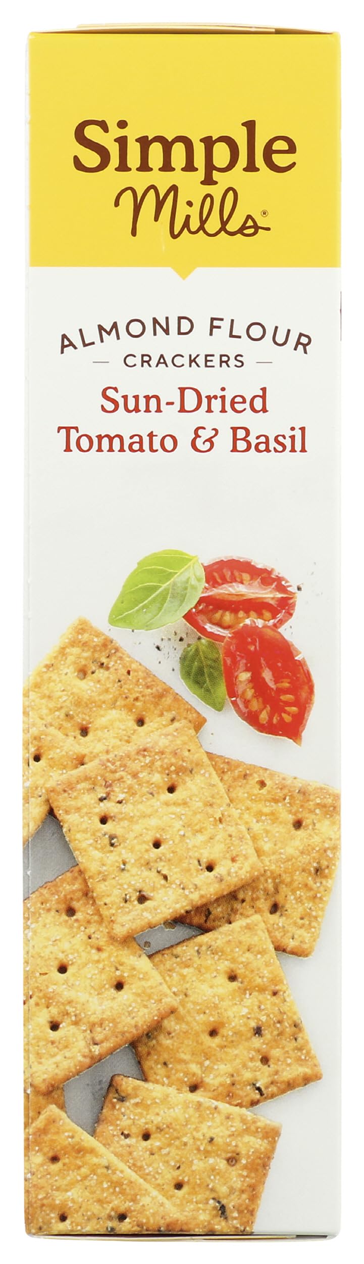 Serving idea: Simple Mills crackers beside cheese and olives.