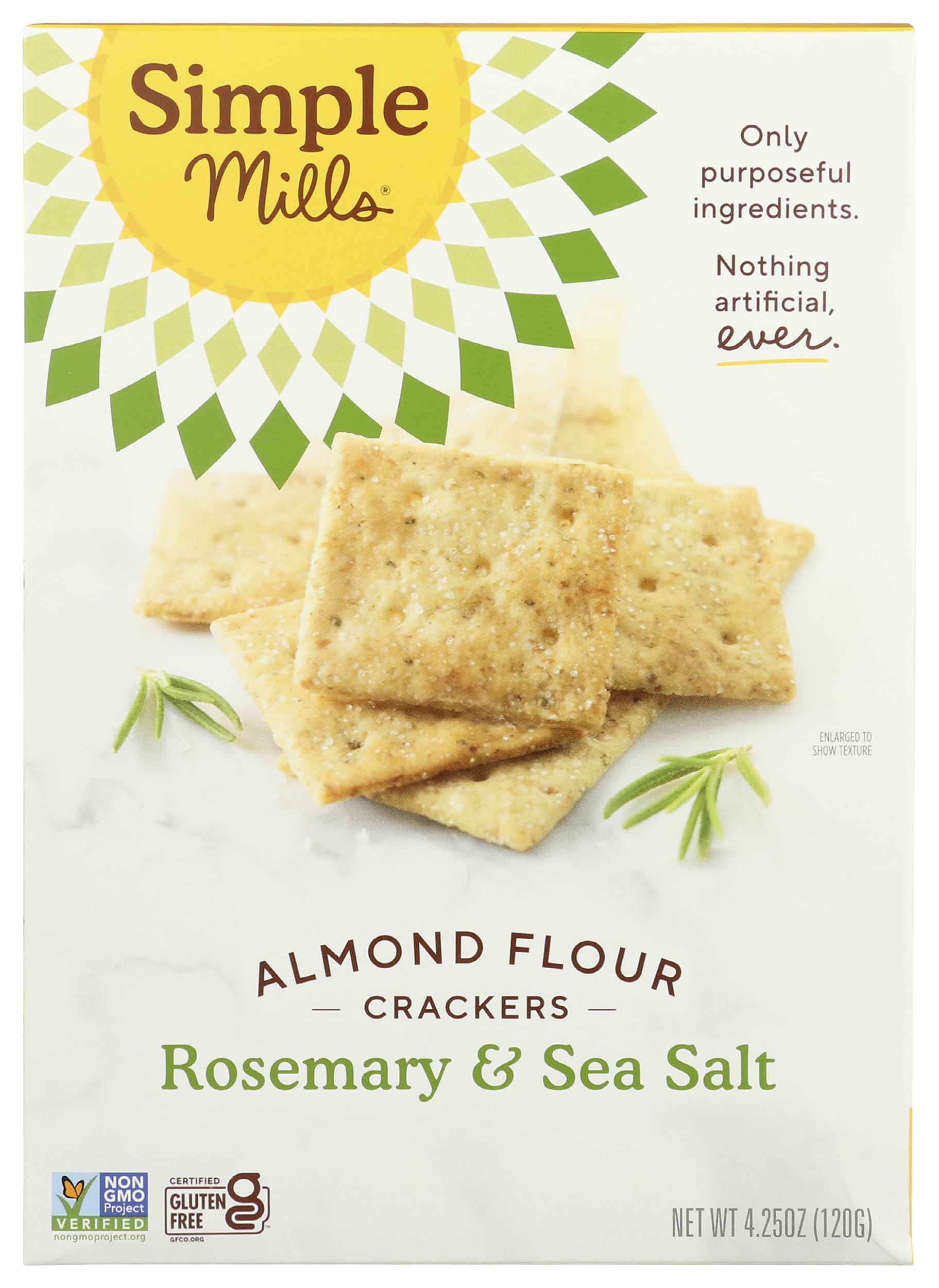 Simple Mills Crckr Almond Flour Rosemary Salt crackers on a cheese board, gluten-free snack option