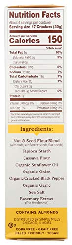 Label highlights premium ingredients for Simple Mills almond flour crackers