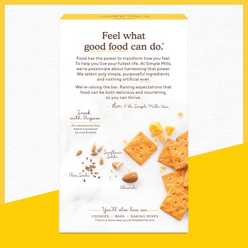 Crackers from Simple Mills Farmhouse Cheddar show crunchy texture and wholesome ingredients