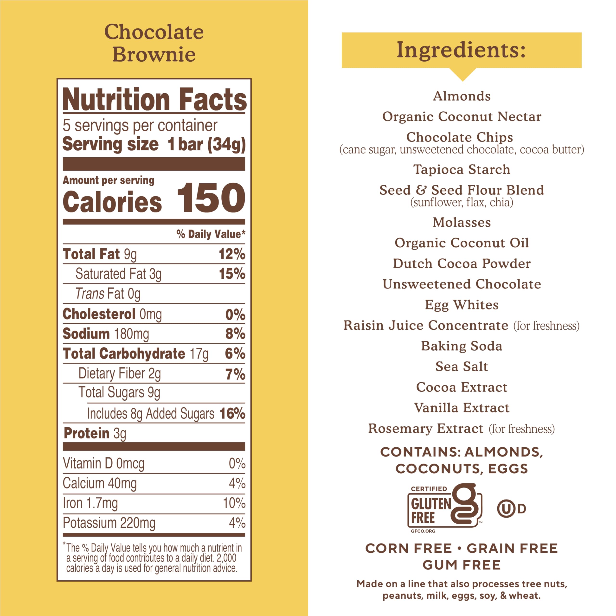 Closeup of Simple Mills almond flour bars ingredients, highlighting clean, natural components.