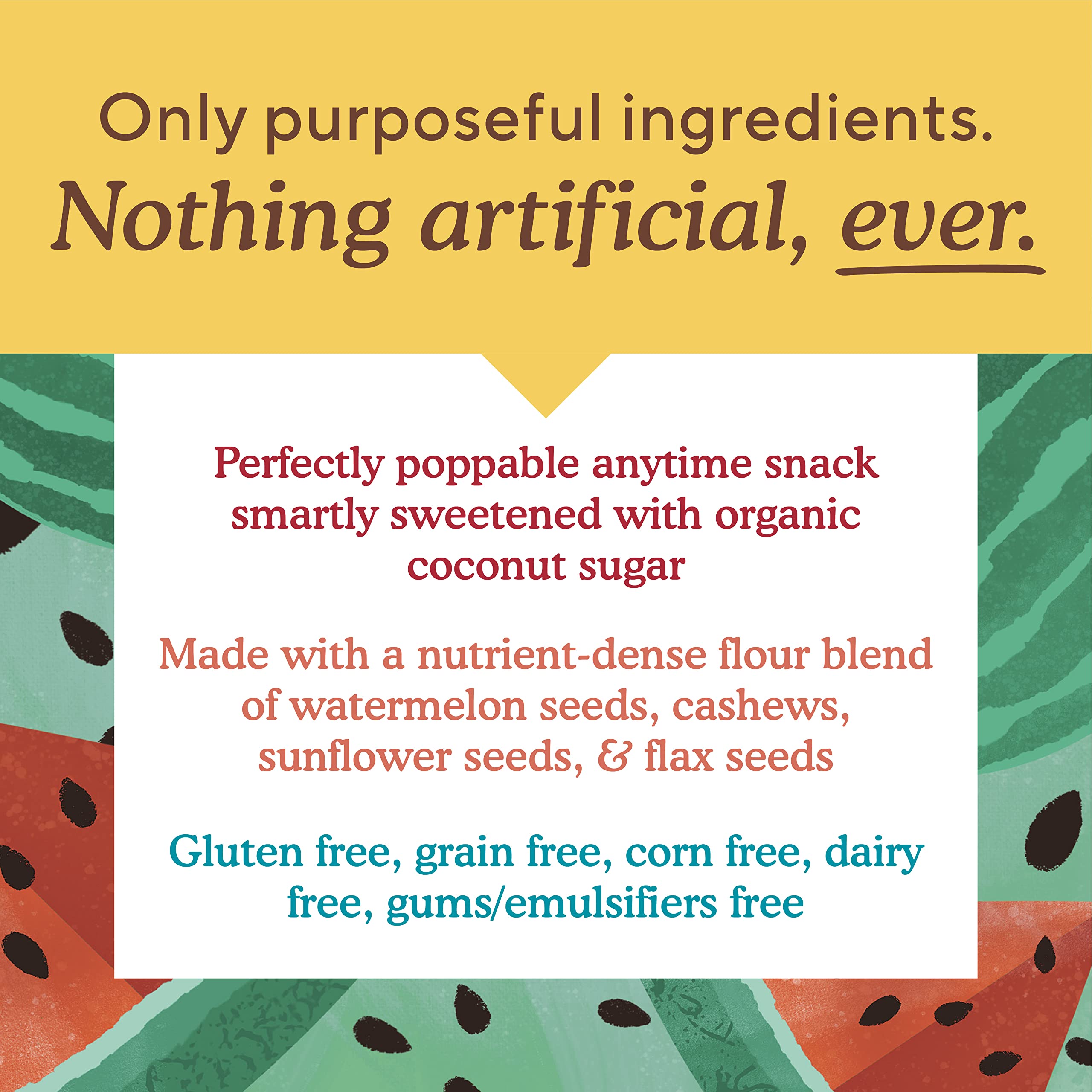 Ingredients shot with watermelon seed flour, cashew, flax highlighting nutrient-dense blend.
