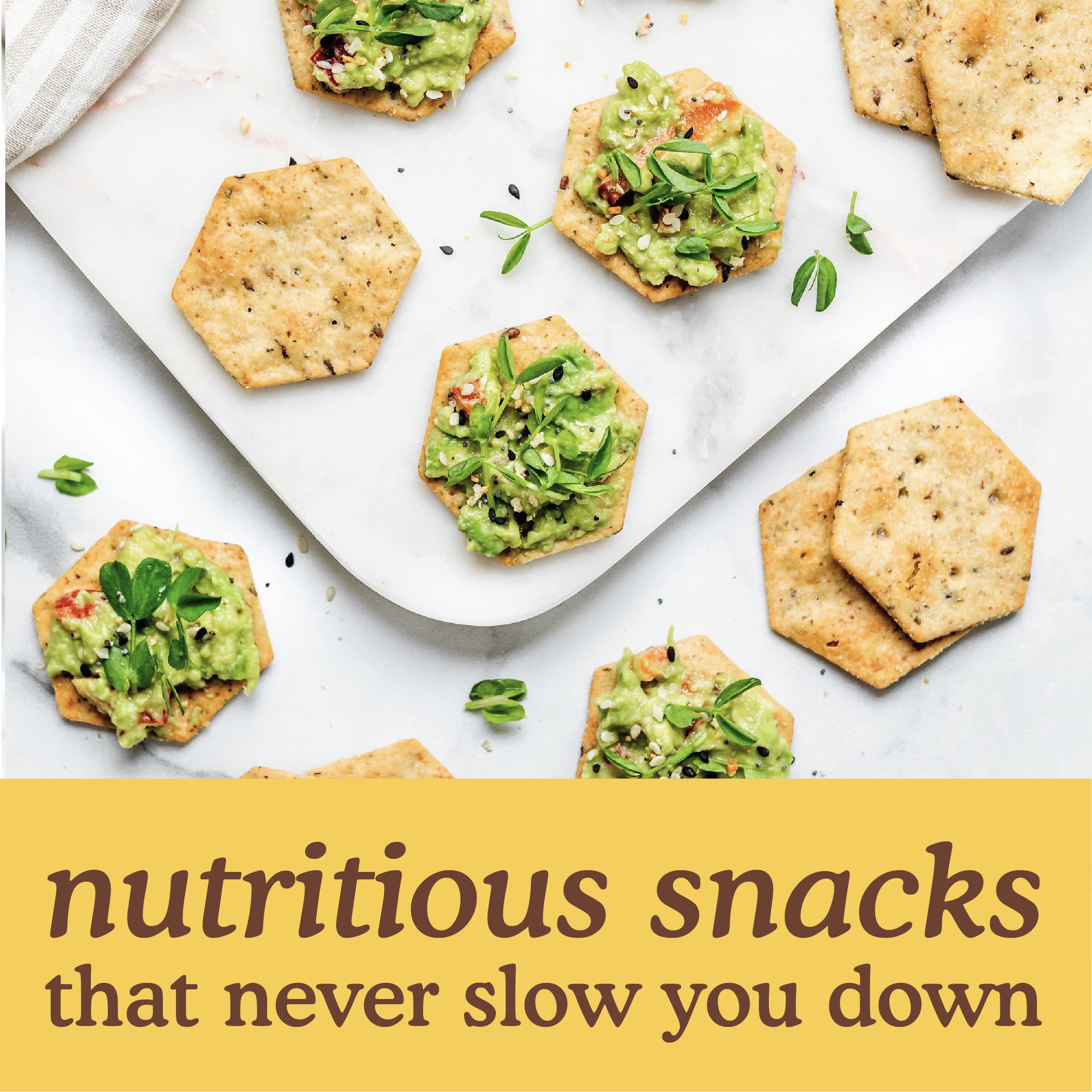 Simple Mills Organic Seed Crackers Original with dipping sauce; pairs with vegetables and spreads