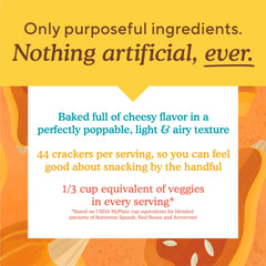 Simple Mills Pop Mmms cheddar crackers veggie-flour visual emphasizes veggie intake.