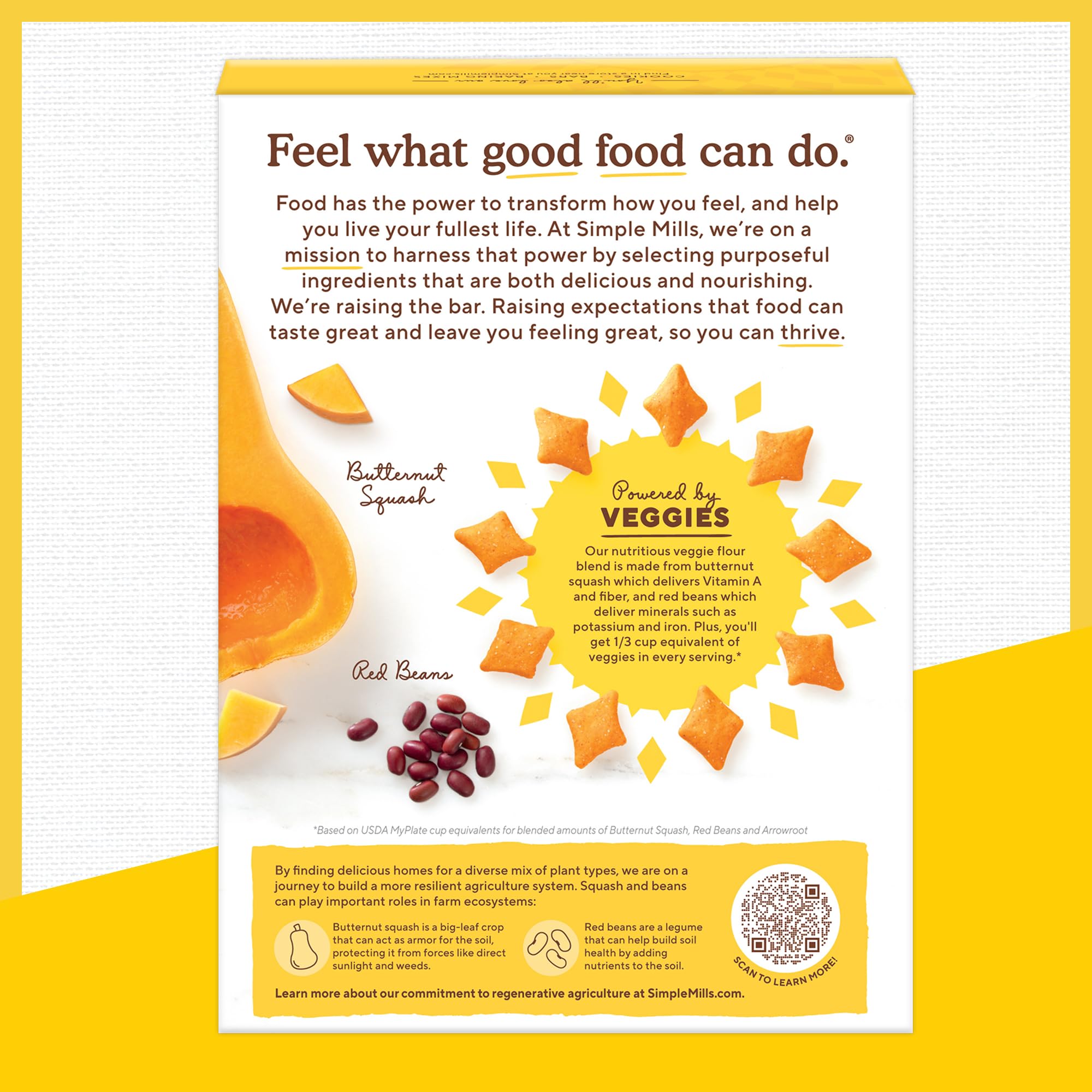 Gluten-free, kosher certified Simple Mills Pop Mmms Cheddar crackers for mindful snacking.
