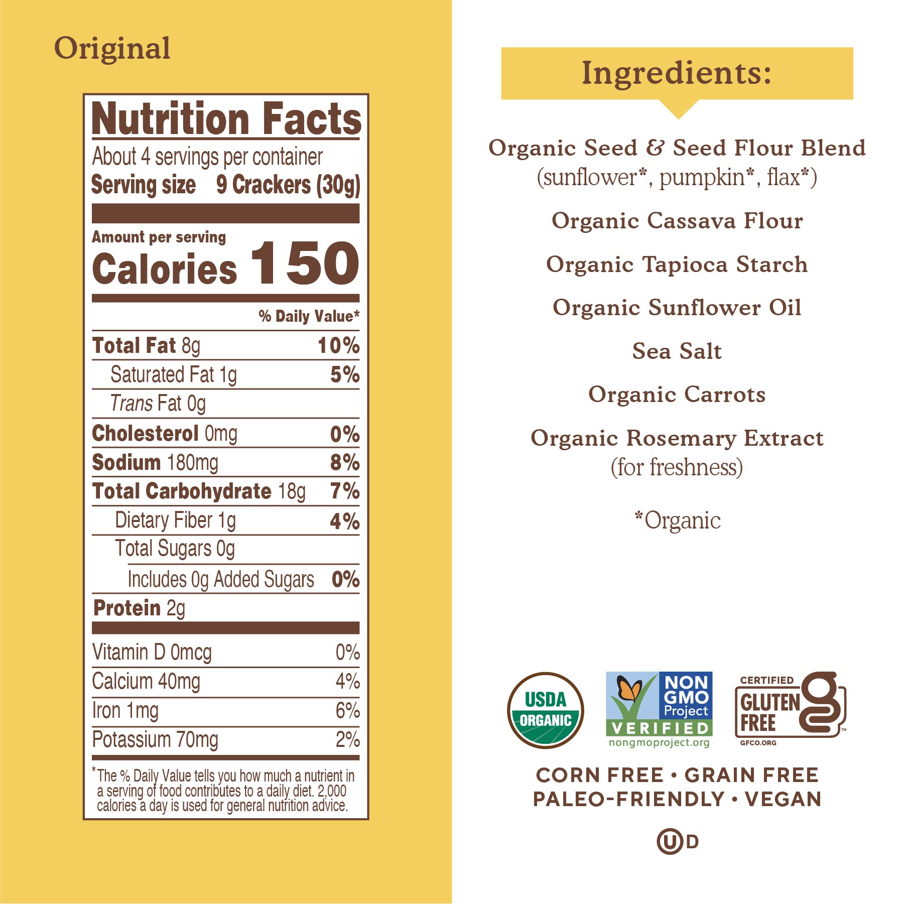 Simple Mills Organic Seed Crackers Original closeup showing flaky texture and wholesome ingredients