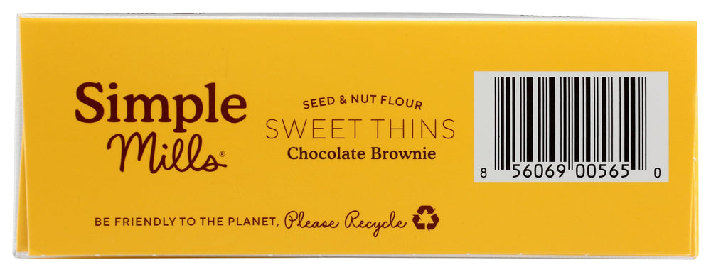Simple Mills Sweet Thins Choco Brownie tasting closeup, rich cocoa aroma.