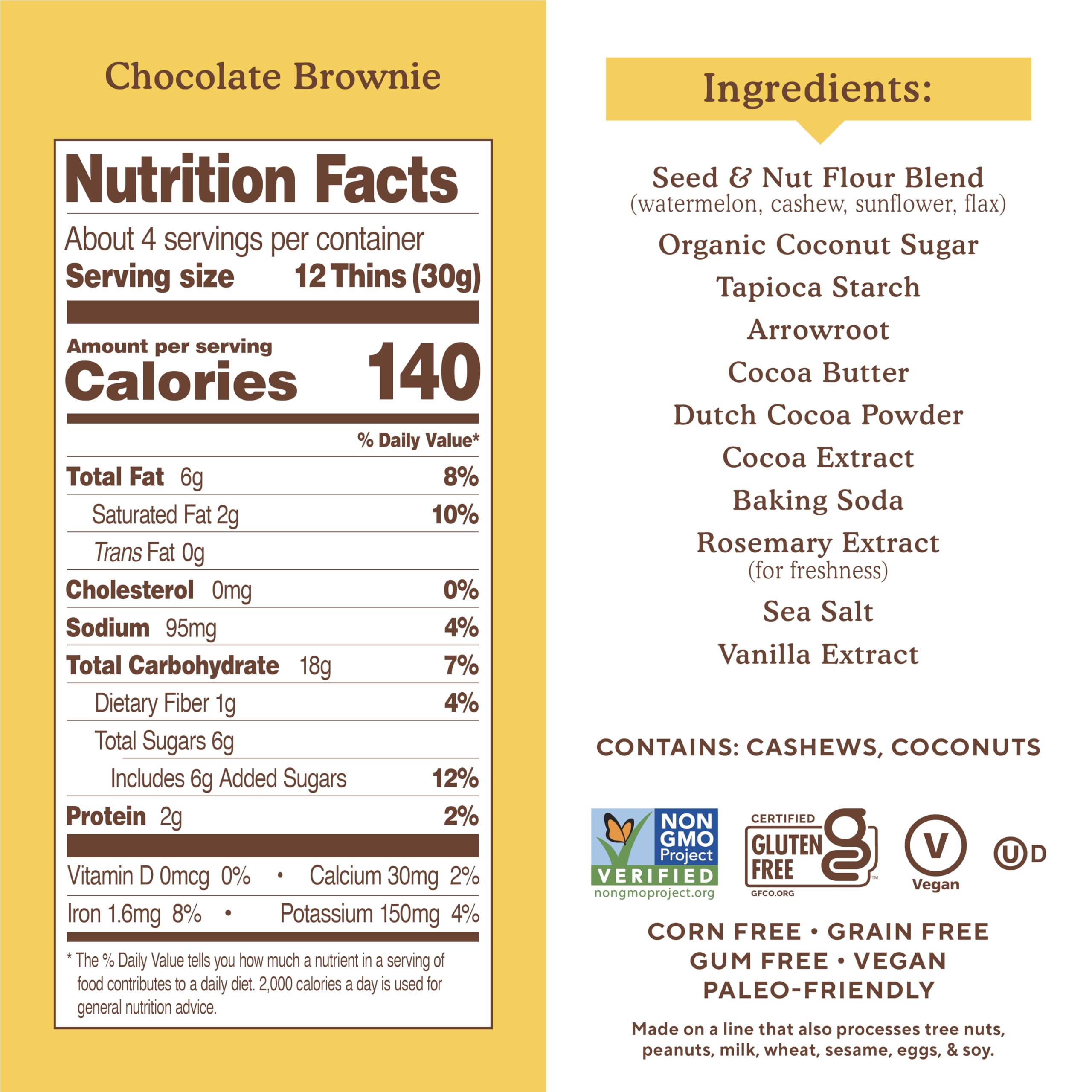 Close-up of Simple Mills Sweet Thins Chocolate Brownie crisp bite texture