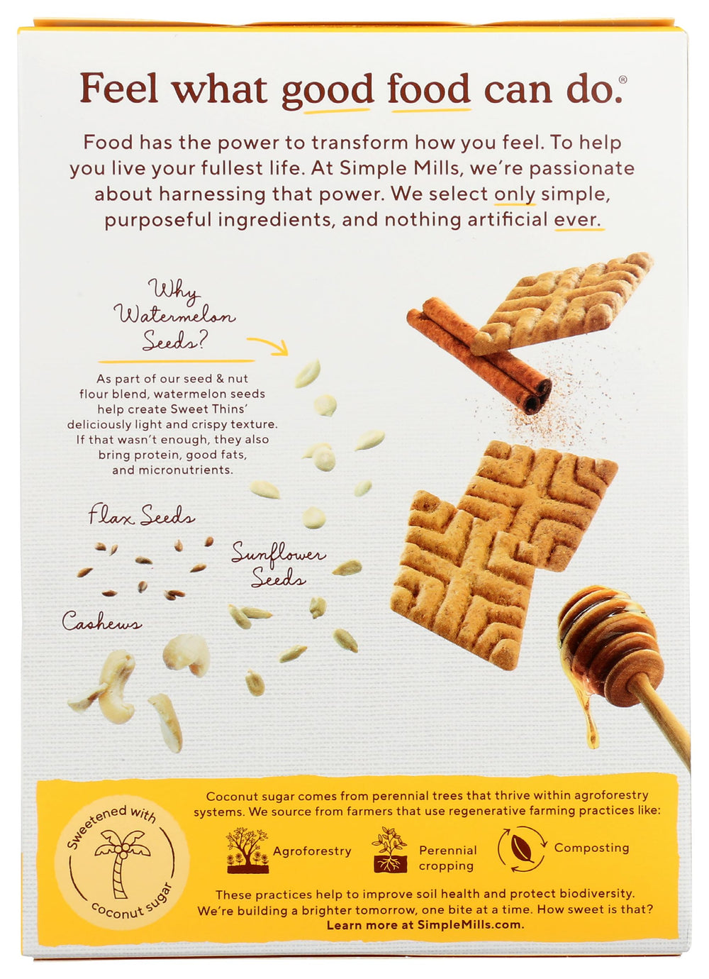 Simple Mills Sweet Thins Honey Cinnamn cracker on wood, ideal with yogurt or cheese.