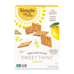 Simple Mills Sweet Thins Lemon packaging highlights a premium, convenient pantry option.